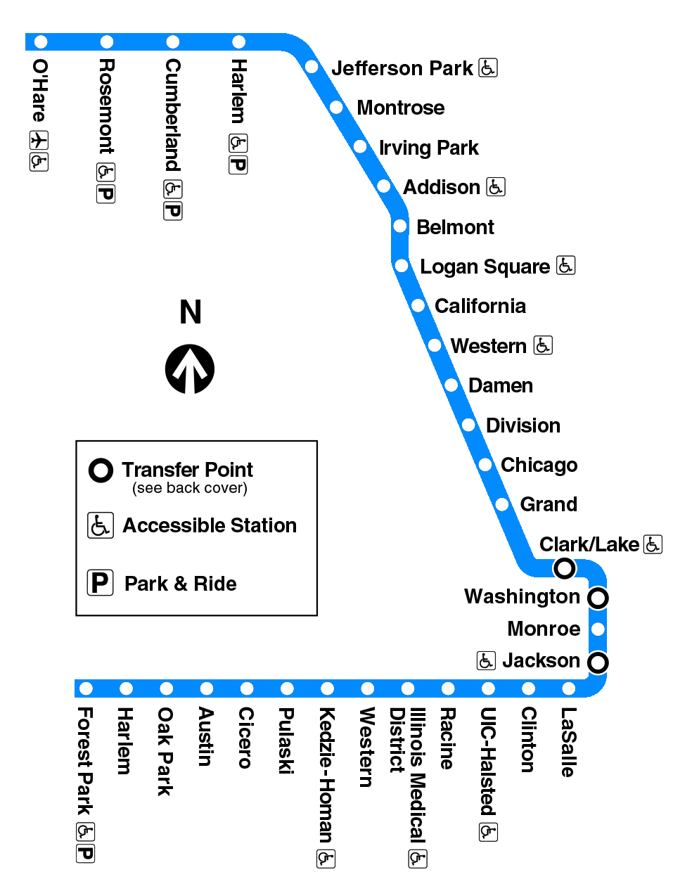 Blue Line Chicago Blue Line Map And CTA Blue Line Stops O Hare