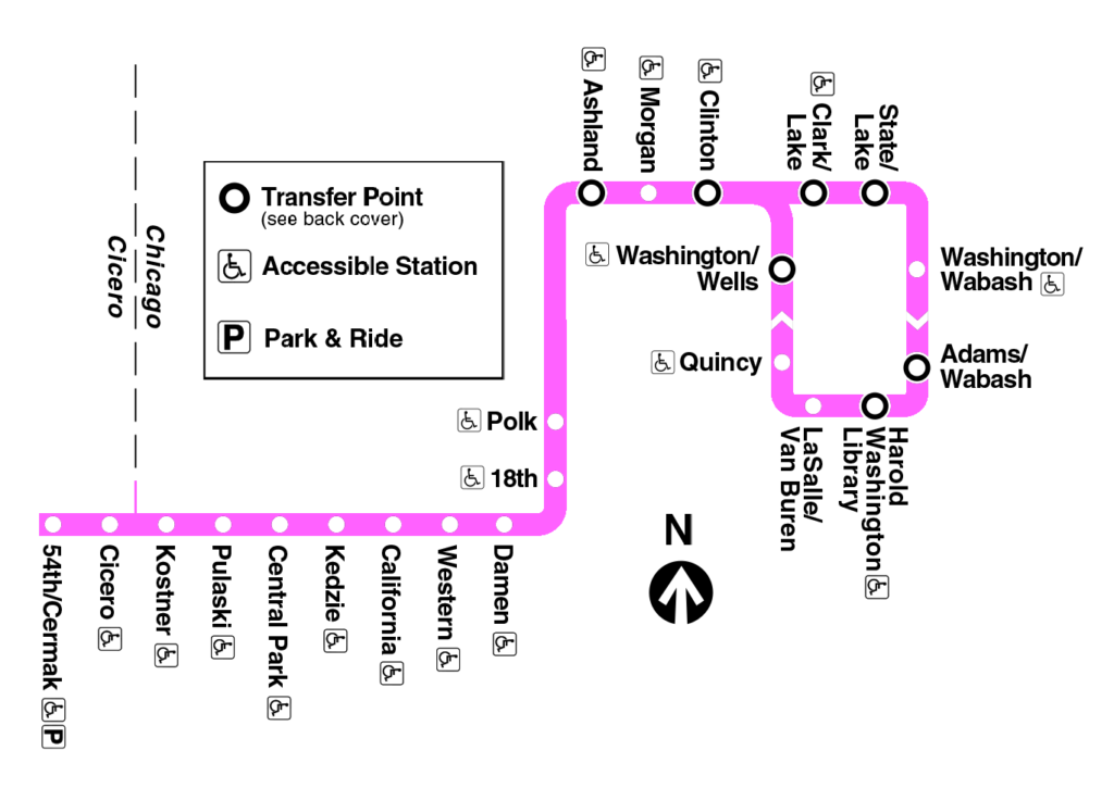 Pink Line Chicago Pink Line Map And CTA Pink Line Stops (54th/Cermak